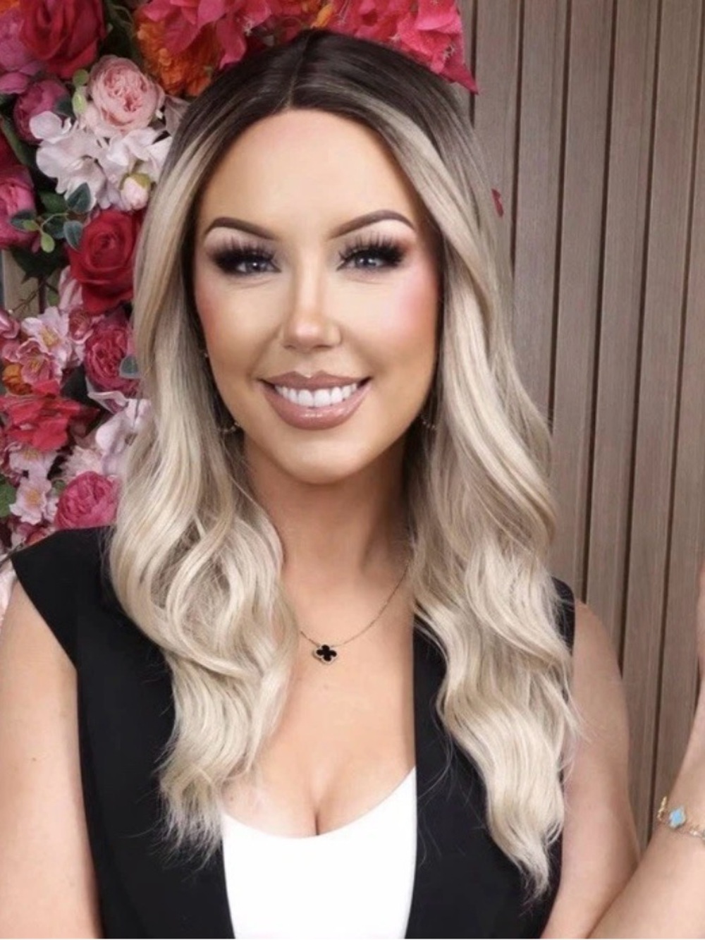 Chelsey Smith Crowns Cloud T-Part Front Wig Rooted Platinum Blonde
